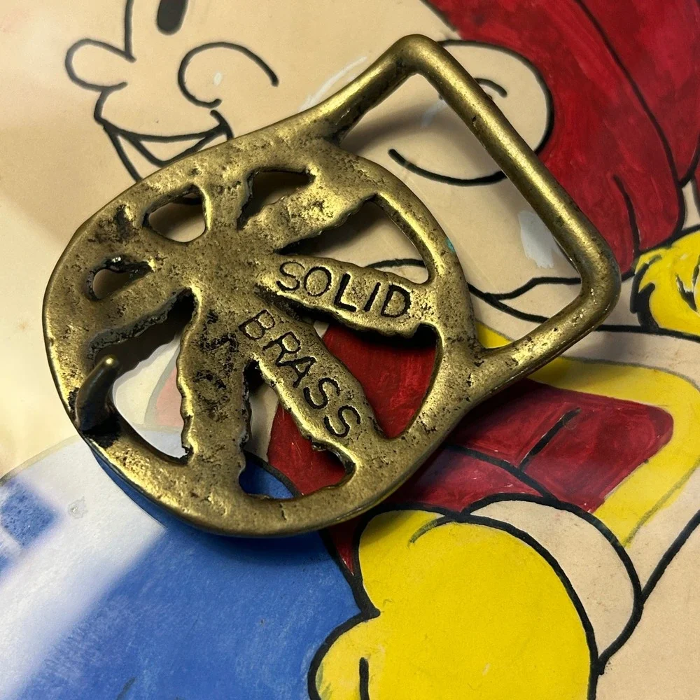 Vintage Brass Mary Jane Belt Buckle 70s
